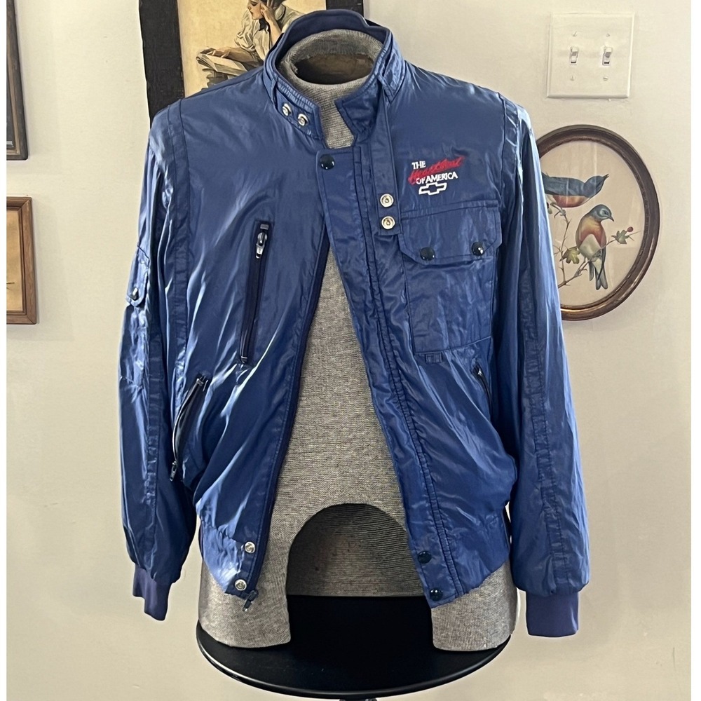 MBA Vintage Men's "The Heartbeat of America" Blue Bomber Jacket Size M